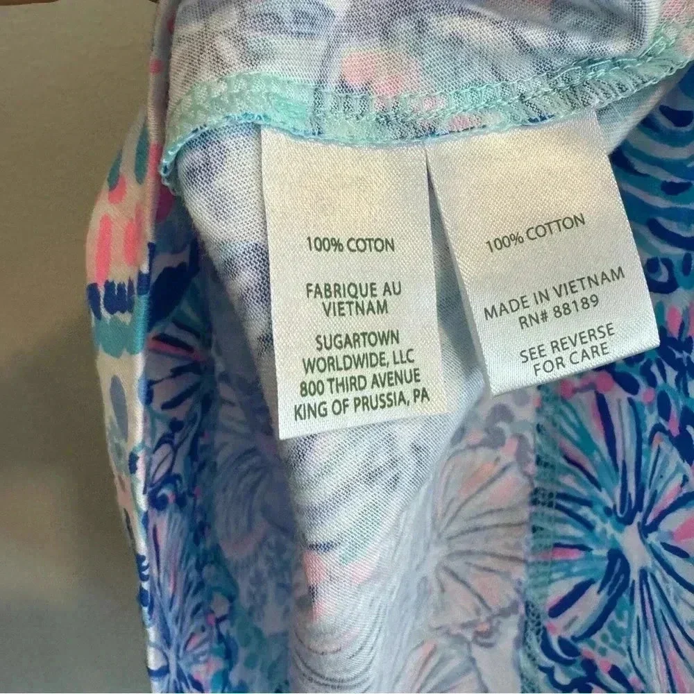 Lilly Pulitzer Shift Dress Short Sleeve V Neck Comfy Colorful Beach S - Picture 5 of 5